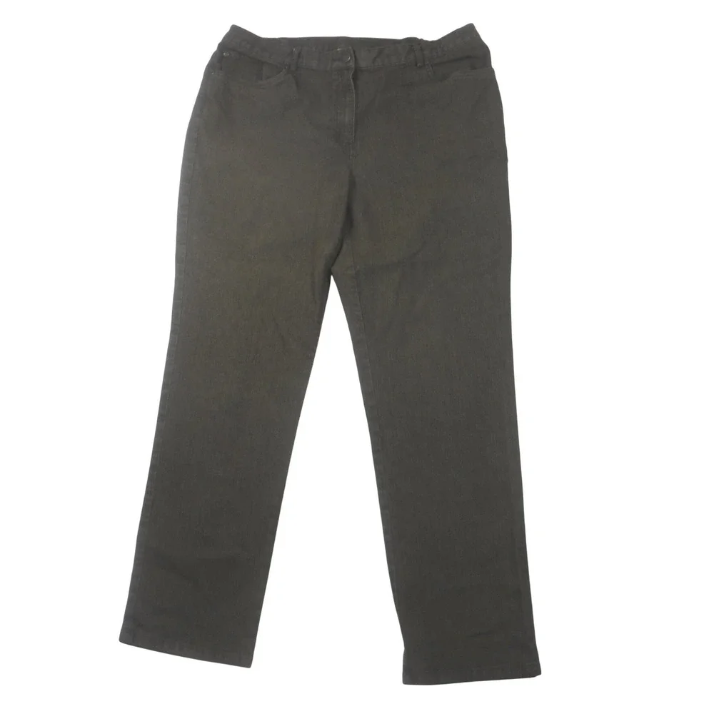 Ruby Rd Womens Size 14 Olive Green Straight Leg Elastic Back Comfort Pants
